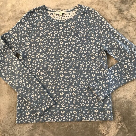 Ann Taylor Loft Blue Animal Print Wool Blend Sweater Women's MEDIUM - Picture 1 of 7